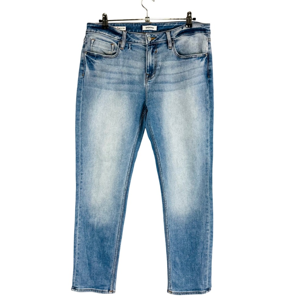 Vigoss Womans Sz 32 14 Plus Thompson Tomboy Jeans Blue Denim Pockets Stretch